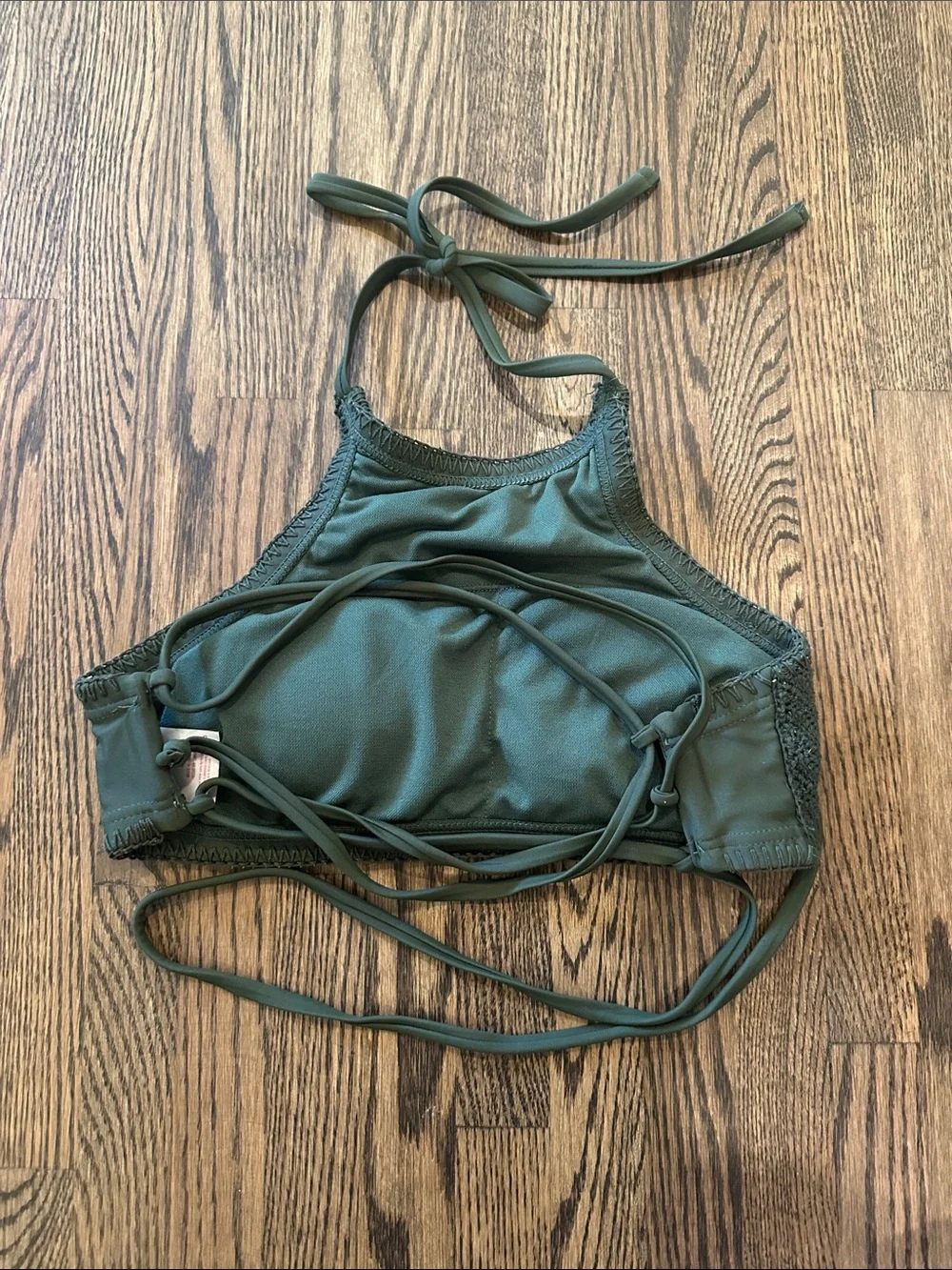 Crochet High Neck Bikini Set in Deep Green